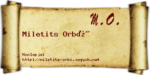 Miletits Orbó névjegykártya